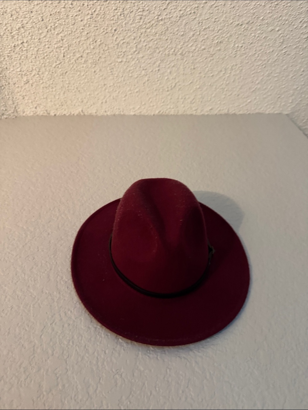 Men's Burgundy Wool Fedora Hat